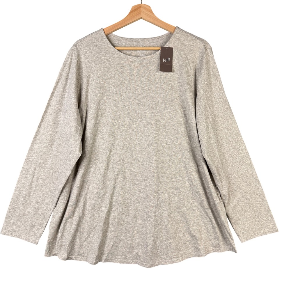 J. Jill Pure Jill Long Sleeve Shirttail Tee XL Dark Pumice Heather Cotton 232691